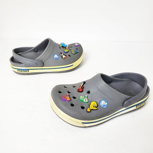 CROCS Other - Crocs gray slip on clogs with buttons Kids Size J3